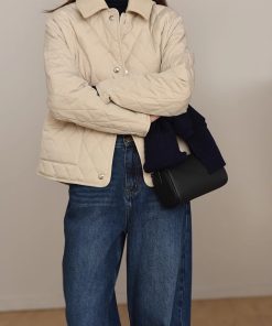 Reversible Diamond-Patterned Collar Cotton Jacket with Wool Collar - High-Density Windproof Fabric, Fine-Seamed Design