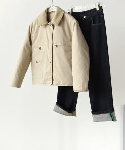 Reversible Diamond-Patterned Collar Cotton Jacket with Wool Collar - High-Density Windproof Fabric, Fine-Seamed Design