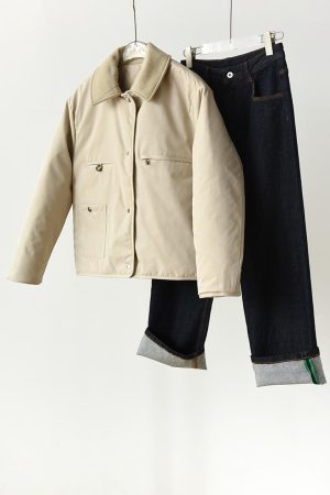 Reversible Diamond-Patterned Collar Cotton Jacket with Wool Collar - High-Density Windproof Fabric, Fine-Seamed Design