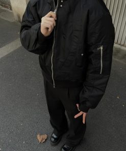 Reversible Frosted Bomber Jacket for Men and Women, Casual Baseball Collar, Niche Design, Clean Fit