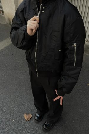 Reversible Frosted Bomber Jacket for Men and Women, Casual Baseball Collar, Niche Design, Clean Fit