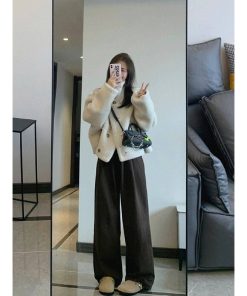 Reversible Leather and Fur Motorcycle Jacket for Women, Vintage Lamb Wool Coat, Winter Short Design for Petite Sizes