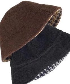 Reversible Milk White Checkered Fisherman's Bucket Hat - Korean Style Winter Accessory for Starry Nights