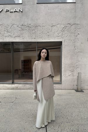 Reversible Two-Color Wool Cape Cloak - Mid-Length Double-Sided Coat for Women - Autumn Winter Fashion Outerwear