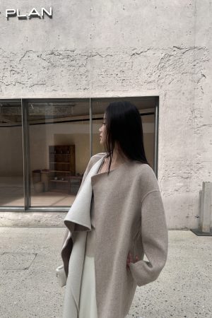 Reversible Two-Color Wool Cape Cloak - Mid-Length Double-Sided Coat for Women - Autumn Winter Fashion Outerwear
