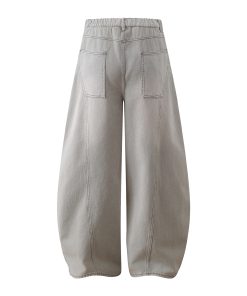 Ripped Wide-Leg Curved Knife Jeans - Sickle American Banana Pants for a Bold 90s Y2K Look