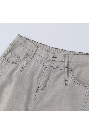 Ripped Wide-Leg Curved Knife Jeans - Sickle American Banana Pants for a Bold 90s Y2K Look