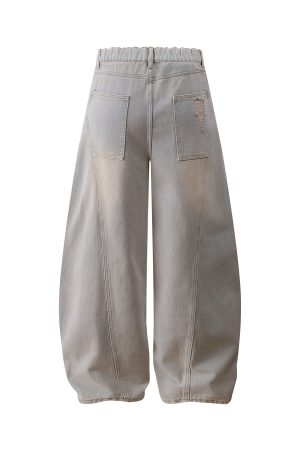 Ripped Wide-Leg Machete Pants with Curved Knife Silhouette - Stylish American Banana Design for Trendy Y2K and Streetwear Looks