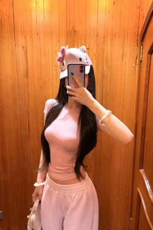 Round Neck Short Sleeve T-Shirt and Wide Leg Casual Pants Two-Piece Set for Women - Summer Sports, Y2K Style, Pumpkin/Rose Pink