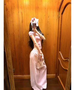 Round Neck Short Sleeve T-Shirt and Wide Leg Casual Pants Two-Piece Set for Women - Summer Sports, Y2K Style, Pumpkin/Rose Pink