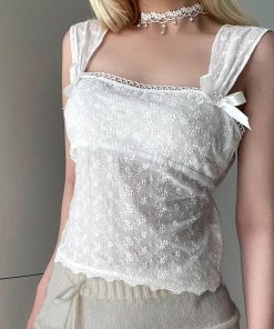 Roupas Largas, Most Popular Outfits - Coquette Square Neckline Top