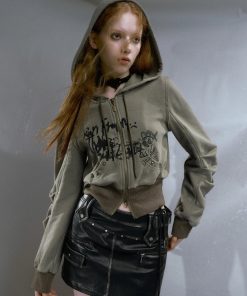 Roupas Legais, Find Your Clothing Aesthetic - Grunge Ruched Sleeve Hoodie