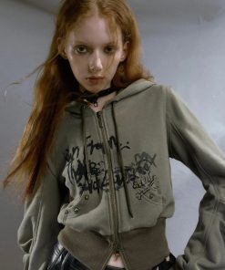 Roupas Legais, Find Your Clothing Aesthetic - Grunge Ruched Sleeve Hoodie