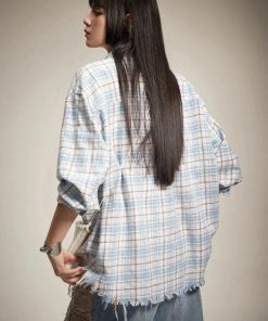 Ruffle Dress With Jeans, Jeans And Denim - Distressed Plaid Shirt