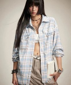 Ruffle Dress With Jeans, Jeans And Denim - Distressed Plaid Shirt