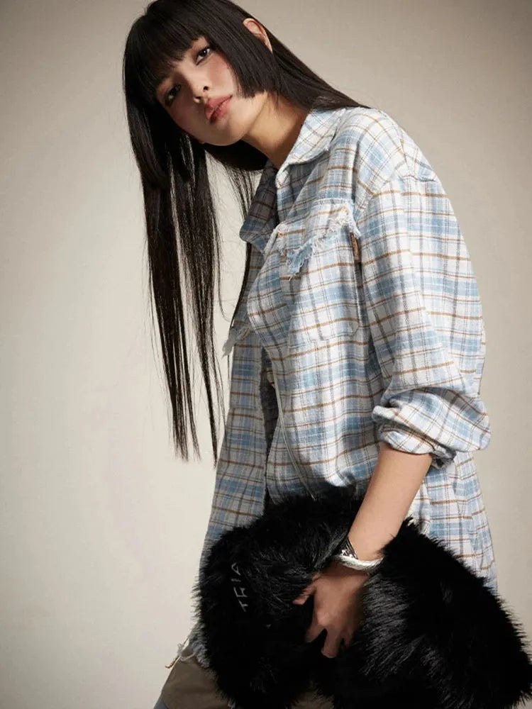 Ruffle Dress With Jeans, Jeans And Denim - Distressed Plaid Shirt Ruffle Dress With Jeans, Jeans And Denim - Distressed Plaid Shirt