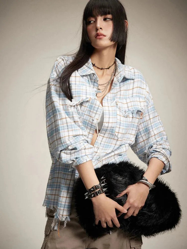 Ruffle Dress With Jeans, Jeans And Denim - Distressed Plaid Shirt Ruffle Dress With Jeans, Jeans And Denim - Distressed Plaid Shirt