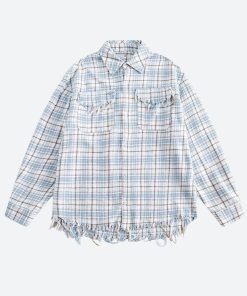 Ruffle Dress With Jeans, Jeans And Denim - Distressed Plaid Shirt