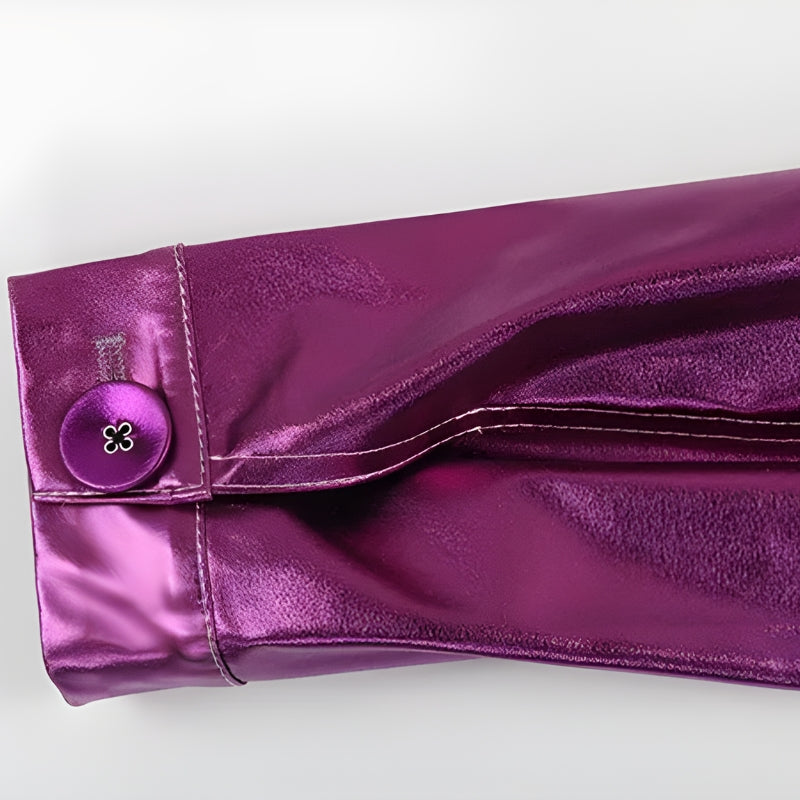 Ruffle Dress With Jeans, Non Revealing Outfits - Metallic Fuchsia Faux Leather Jacket Ruffle Dress With Jeans, Non Revealing Outfits - Metallic Fuchsia Faux Leather Jacket