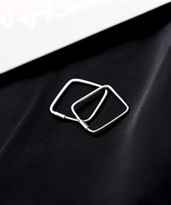 S925 Pure Silver Diamond-Shaped Ear Hoops - Minimalist Square Ear Clips, Elegant Niche Design Earrings for Women