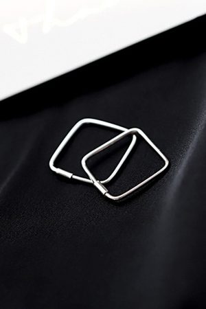 S925 Pure Silver Diamond-Shaped Ear Hoops - Minimalist Square Ear Clips, Elegant Niche Design Earrings for Women