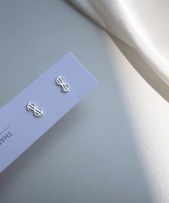 S925 Pure Silver Dollar Sign Earrings for Women - Trendy Minimalist Fashion Ear Accessories 2025