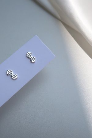 S925 Pure Silver Dollar Sign Earrings for Women - Trendy Minimalist Fashion Ear Accessories 2025