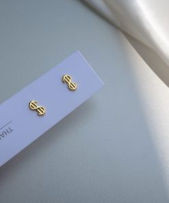 S925 Pure Silver Dollar Sign Earrings for Women - Trendy Minimalist Fashion Ear Accessories 2025