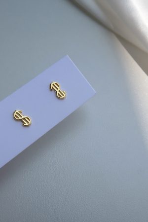 S925 Pure Silver Dollar Sign Earrings for Women - Trendy Minimalist Fashion Ear Accessories 2025