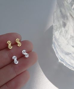 S925 Pure Silver Dollar Sign Earrings for Women - Trendy Minimalist Fashion Ear Accessories 2025