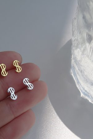 S925 Pure Silver Dollar Sign Earrings for Women - Trendy Minimalist Fashion Ear Accessories 2025