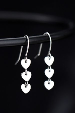 S925 Pure Silver Heart-Shaped Tassel Earrings - Minimalist Long Hook Design for Women, Trendy Cold Style Jewelry