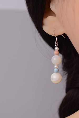 S925 Pure Silver Pearl Shell Rainbow Stone Earrings - High-End Spring Design for Women - Sweet Temperament Fashion Jewelry