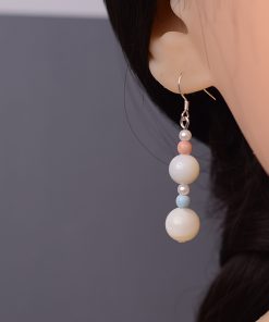 S925 Pure Silver Pearl Shell Rainbow Stone Earrings - High-End Spring Design for Women - Sweet Temperament Fashion Jewelry