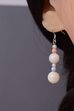 S925 Pure Silver Pearl Shell Rainbow Stone Earrings - High-End Spring Design for Women - Sweet Temperament Fashion Jewelry
