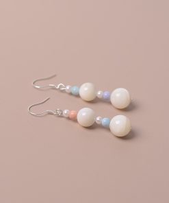 S925 Pure Silver Pearl Shell Rainbow Stone Earrings - High-End Spring Design for Women - Sweet Temperament Fashion Jewelry