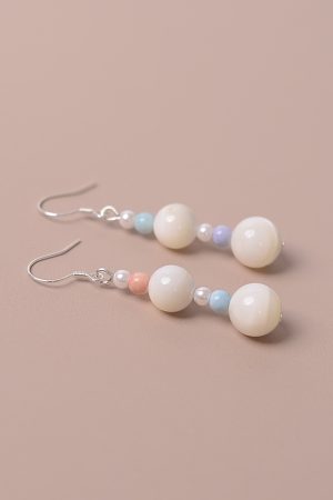 S925 Pure Silver Pearl Shell Rainbow Stone Earrings - High-End Spring Design for Women - Sweet Temperament Fashion Jewelry