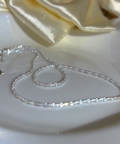 S925 Pure Silver Textured Snowflake Chain Necklace with Pull-Out Star Design - Korean Style Fashion Jewelry