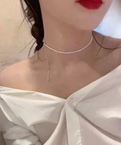 S925 Pure Silver Textured Snowflake Chain Necklace with Pull-Out Star Design - Korean Style Fashion Jewelry