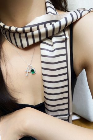 S925 Pure Silver Vintage Cross Necklace with Jade Green Zircon - High-End Light Luxury Accessory for Versatile Style