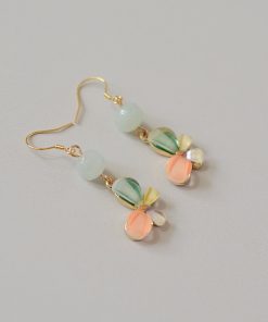 S925 Silver Hook Butterfly Earrings with Natural Stone Crystal, Green Forest Style, Anti-Allergy, High-End Women's Jewelry