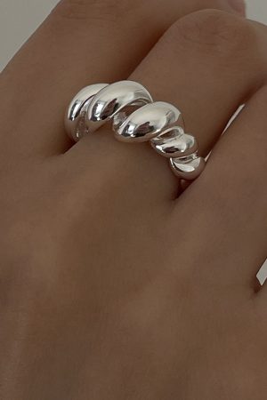 S925 Silver Twisted Rope Open Adjustable Ring for Women, Retro Light Luxury Punk Style