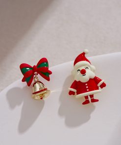 Santa Claus Asymmetric Earrings - Cute Christmas Bell Design for Women, Festive Holiday Jewelry
