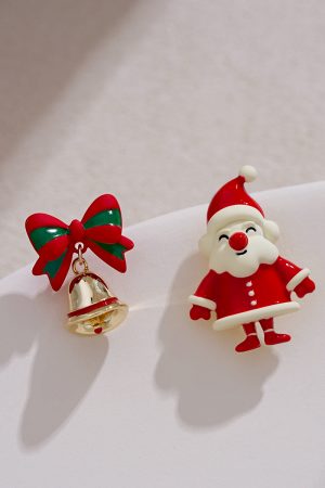 Santa Claus Asymmetric Earrings - Cute Christmas Bell Design for Women, Festive Holiday Jewelry