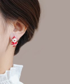 Santa Claus Asymmetric Earrings - Cute Christmas Bell Design for Women, Festive Holiday Jewelry