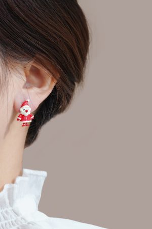 Santa Claus Asymmetric Earrings - Cute Christmas Bell Design for Women, Festive Holiday Jewelry
