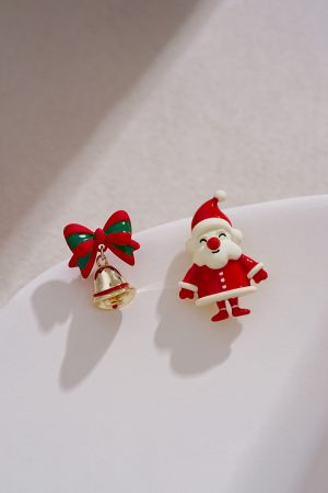 Santa Claus Asymmetric Earrings - Cute Christmas Bell Design for Women, Festive Holiday Jewelry