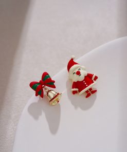 Santa Claus Asymmetric Earrings - Cute Christmas Bell Design for Women, Festive Holiday Jewelry