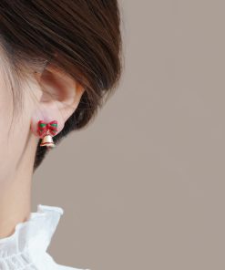 Santa Claus Asymmetric Earrings - Cute Christmas Bell Design for Women, Festive Holiday Jewelry