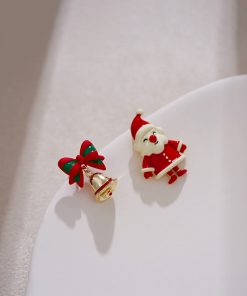 Santa Claus Asymmetric Earrings - Cute Christmas Bell Design for Women, Festive Holiday Jewelry